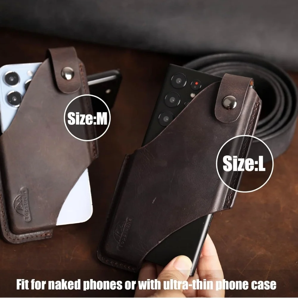 Topstache Leather Phone Holster/ Sheath with Belt Clip Loop, Magnetic Closure